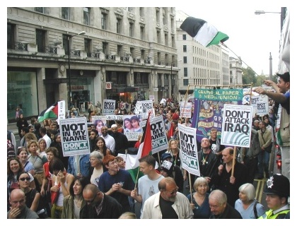 Part of the massive demonstration reaches Piccadily