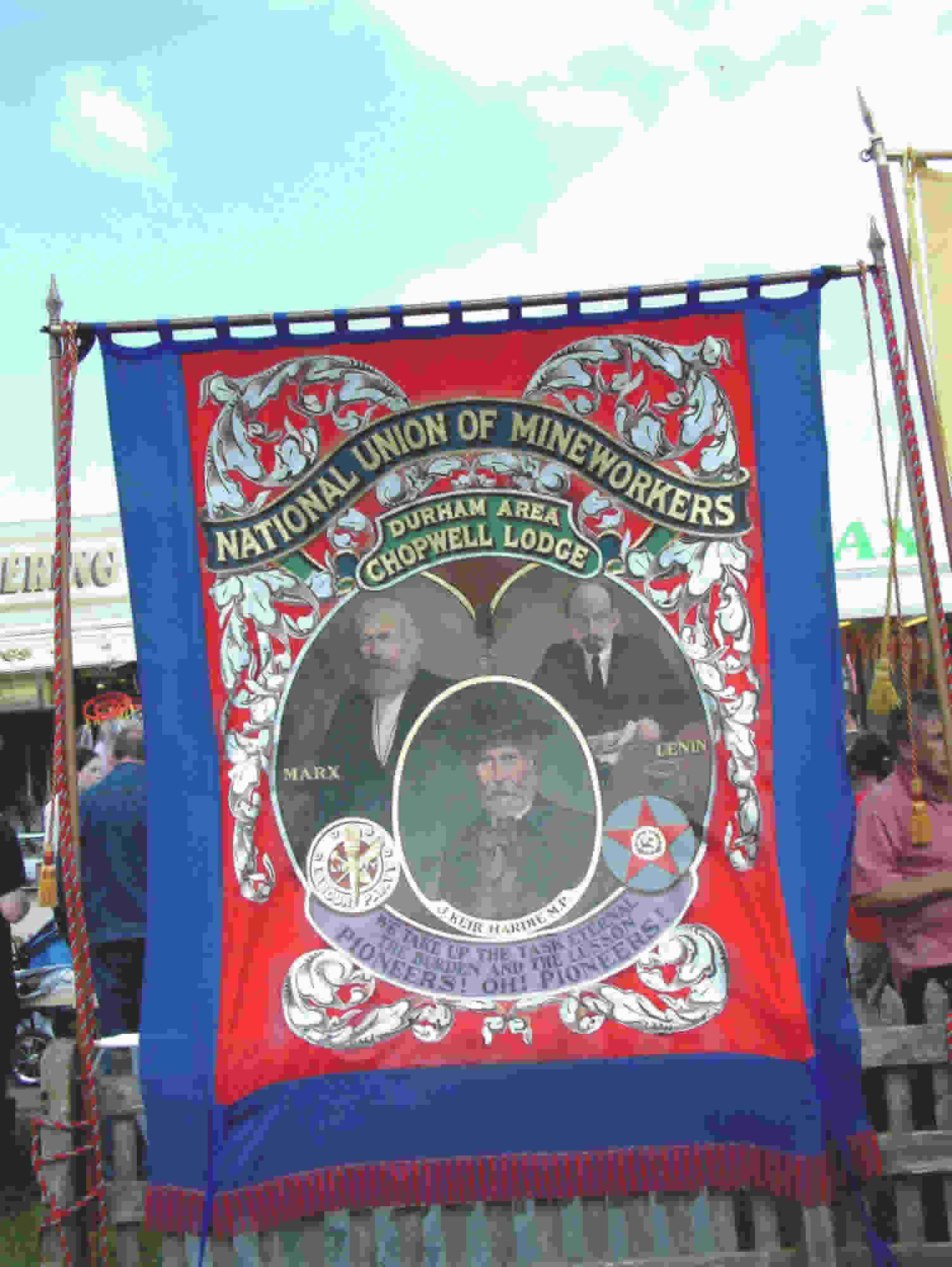 Chopwell Banner with Marx , Lenin and Kier Hardie