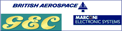 Logos of Bae, GEC and Marconi Electronics